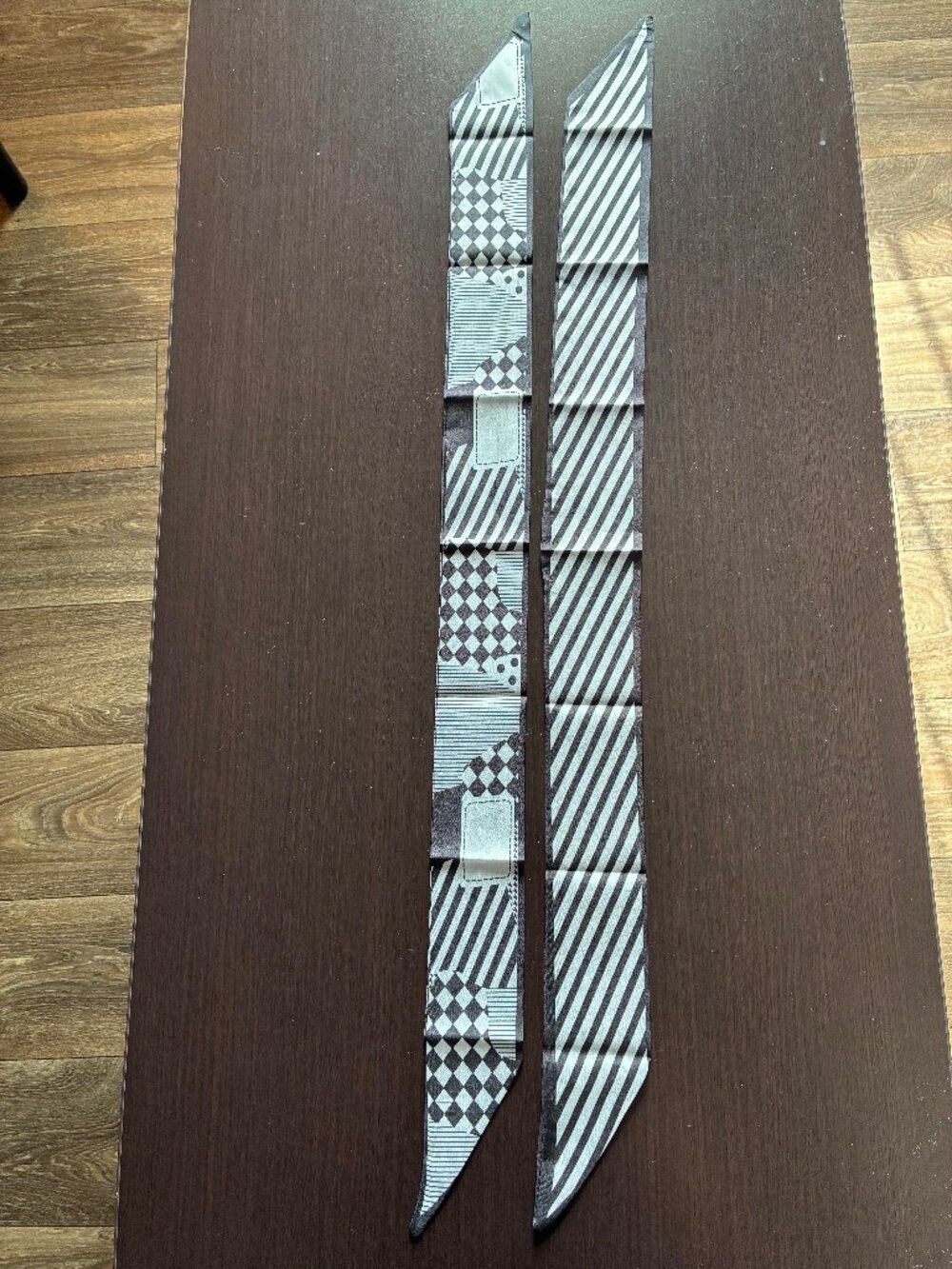 NWOT pair of black & white twilly scarves 35 inches Cotton blend feels like silk